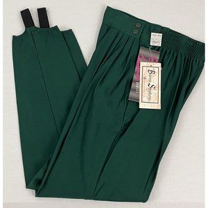 Vintage 90s Barrie Stephens Women's 8 Green Stirrup Stretch Pant Tapered Pleated